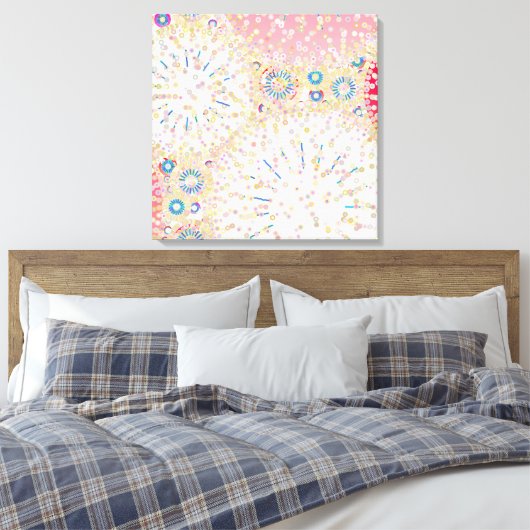 "Zee Life", roze, koraal, blauw Canvas Afdruk (Insitu (Slaapkamer))