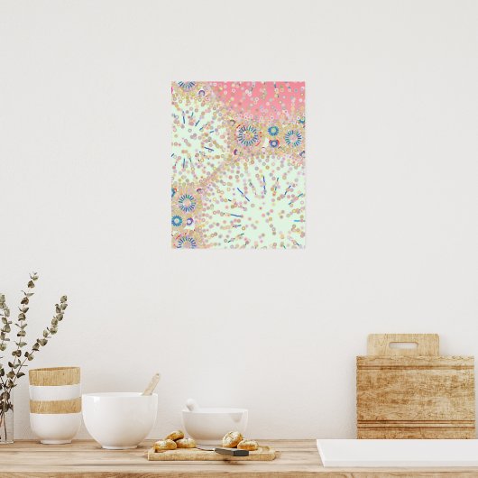 "Zee Life", roze, koraal, blauw Poster (Keuken)