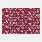 Zee Life Sand Dollars Starfish Seashells Maroon Inpakpapier Vel (Voorkant)