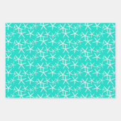 Zee Life Sand Dollars Starfish Seashells Turquoise Inpakpapier Vel (Voorkant)