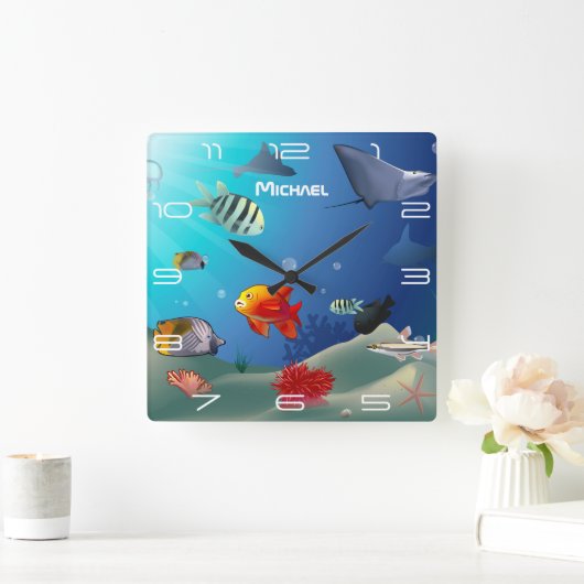 Zee Life Scene Vierkante Klok (Huis)