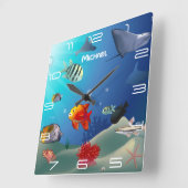 Zee Life Scene Vierkante Klok (Hoek)