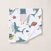 Zee Life Shark Dance Monogram Bad Handdoek (Wasdoekje)