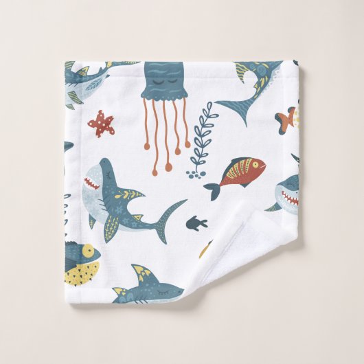 Zee Life Shark Dance Monogram Bad Handdoek (Wasdoekje)