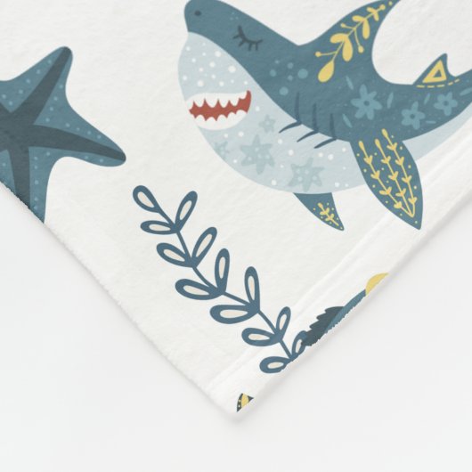 Zee Life Shark Dance Monogram Fleece Deken (Hoek)