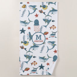 Zee Life Shark Dance Monogram Strandlaken