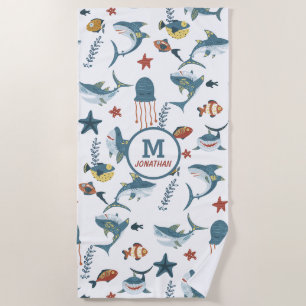 Zee Life Shark Dance Monogram Strandlaken