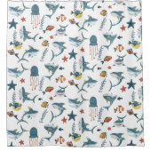 Zee Life Shark Dance Patroon Douchegordijn (Voorkant)