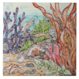 Zee Life Shrimp Seahorse Coral Ocean Mural Pc.#9 Tegeltje