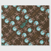Zee Life Tropical Pattern Brown Kerstmis Cadeaupapier (Vlak)
