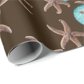 Zee Life Tropical Pattern Brown Kerstmis Cadeaupapier (Rol Hoek)