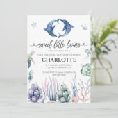 Zee Life Twins Baby shower uitnodiging (Staand voorkant)