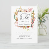 Zee Life Waterverf Kustthema Bridal Luncheon Kaart (Staand voorkant)