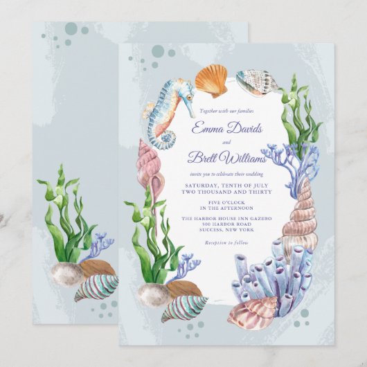 Zee Life Wedding Invitation Kaart (Voorkant / Achterkant)