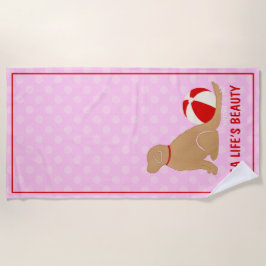 Zee Life's Beauty Retriever Pink Beach Towel Strandlaken