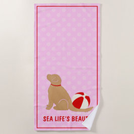 Zee Life's Beauty Retriever Pink Beach Towel Strandlaken