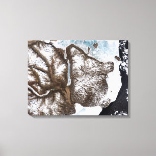 Zee lijnen de kustlijn in het oosten van Greenlan Canvas Afdruk