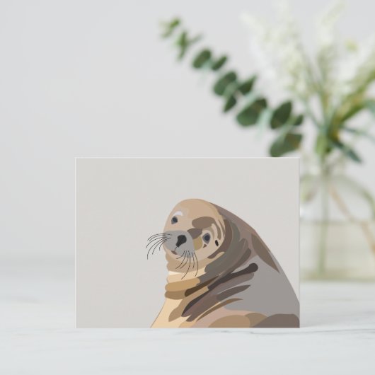 Zee Lion Animal Art Briefkaart (Staand voorkant)