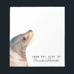 Zee Lion Animal Art | Jouw namen toevoegen Notitieblok<br><div class="desc">Dit is een schilderij van de waterverf van een schattige leeuw van het zee,  die zich luidochtig naar ons richt. Je kunt de schattige (?) nekrollen zien. Je kunt allerlei kleuren zien terugkomen op haar glanzende jas,  wat suggereert dat ze misschien een  blauwe oceaan is of misschien zonsondergang.</div>