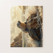 Zee Lion bij zonsondergang Legpuzzel (Verticaal)