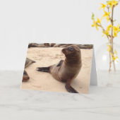 Zee Lion Blank Wenskaart Kaart (Gele Bloem)