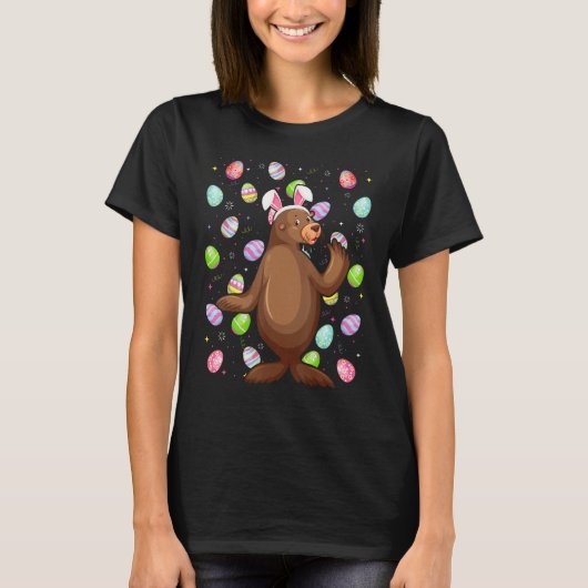 Zee Lion Bunny Easter Egg Funny Zee Lion Easter S T-shirt (Voorkant)