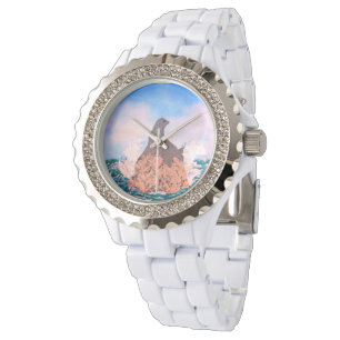 Zee Lion Chillin' on Rock Ocean Splash Tropical Horloge