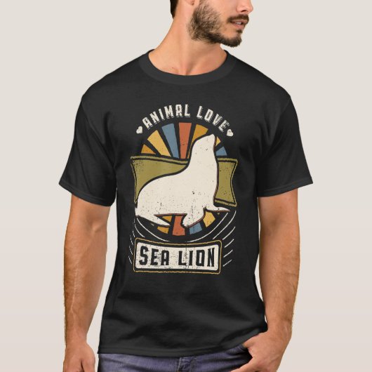 Zee Lion  Classic Retro Animal T-shirt (Voorkant)