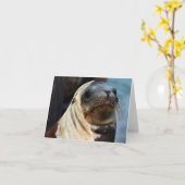 Zee Lion Portrait Kaart (Gele Bloem)