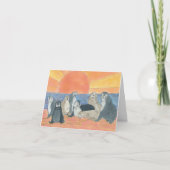 Zee Lions Sunrise Tekening Blank Bedankkaart (Voorkant)