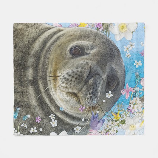 Zee-lionzwemmen in bloemen fleece deken (Voorkant (Horizontaal))