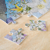 Zee-lionzwemmen in bloemen legpuzzel (Zijkant)