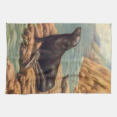  Zee Lood door de zeeoor, zeezoogdieren Theedoek (Horizontaal)