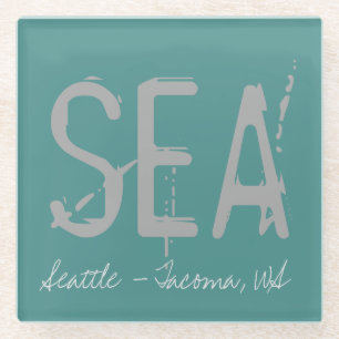 ZEE Luchthavencode Seattle Typografie Glazen Onderzetter