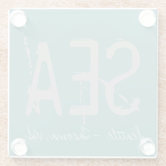 ZEE Luchthavencode Seattle Typografie Glazen Onderzetter (Achterkant)