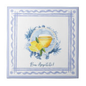 Zee maakt blauw lijst en waterverf van citroenthee tegeltje (Voorkant)