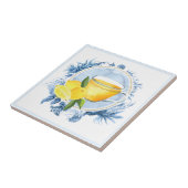 Zee maakt blauw lijst en waterverf van citroenthee tegeltje (Zijkant)