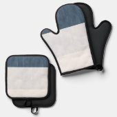 Zee marineblauw witte strepen ovenwant & pannenlap set (Voorkant / Achterkant)