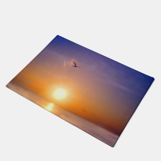 Zee Meeuw Oceaan Zonsondergang Deurmat (Schuin)