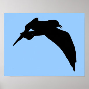 Zee meeuw silhouet in het zwart zweeft door de luc poster