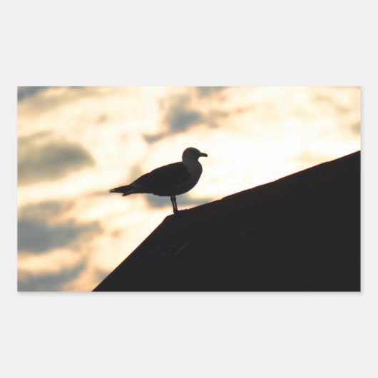 Zee Meeuw Zonsondergang Rechthoekige Sticker (Voorkant)