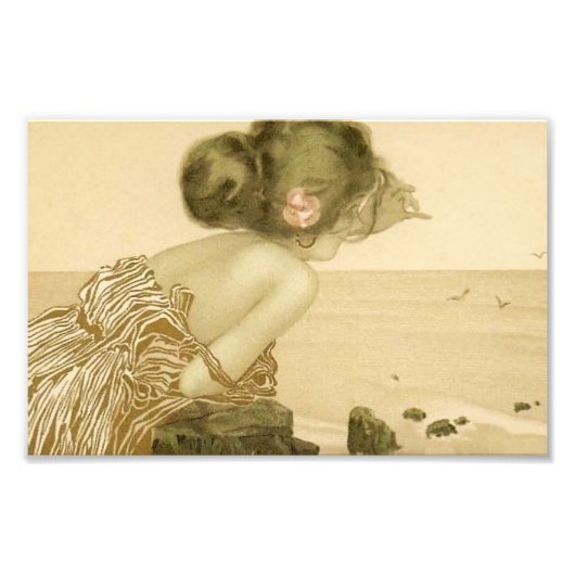 Zee meisje met roze roze roze druk Foto Afdruk (Voorkant)