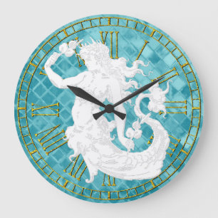 Zee Mermaid Aqua Glass Grote Klok