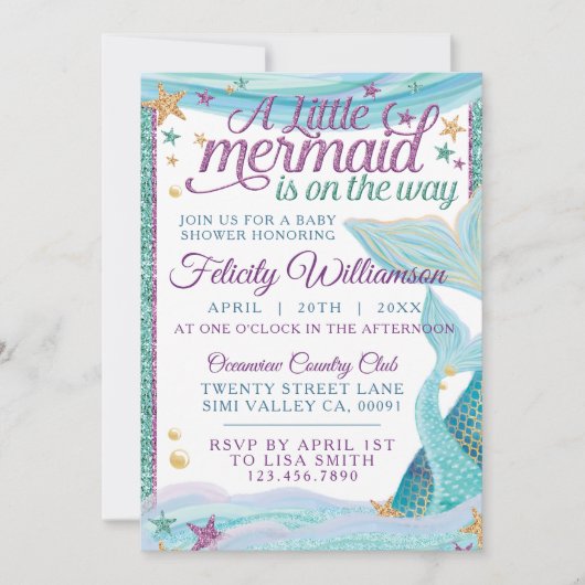 Zee Mermaid Baby shower Kaart (Voorkant)