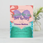 Zee Mermaid Princess verjaardagsuitnodiging Kaart (Staand voorkant)