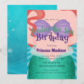 Zee Mermaid Princess verjaardagsuitnodiging Kaart (Voorkant / Achterkant)