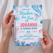 Zee Mermaid verjaardagsfeestje uitnodiging