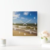 Zee met blauwe lucht - vierkante klok (Huis)