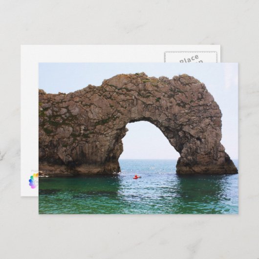 Zee met durdle-deur, VK Briefkaart (Voorkant / Achterkant)