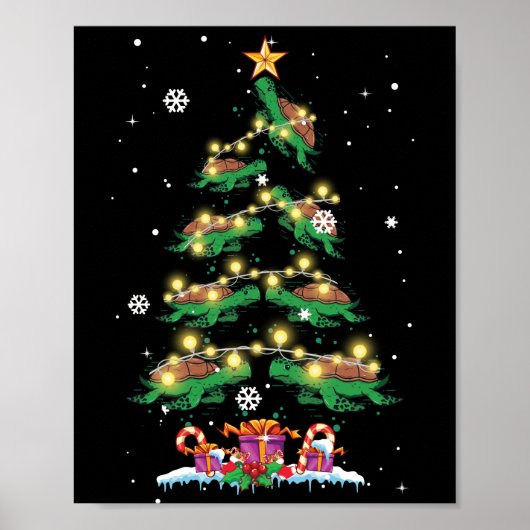 Zee met kerstboomschildpadden poster (Voorkant)